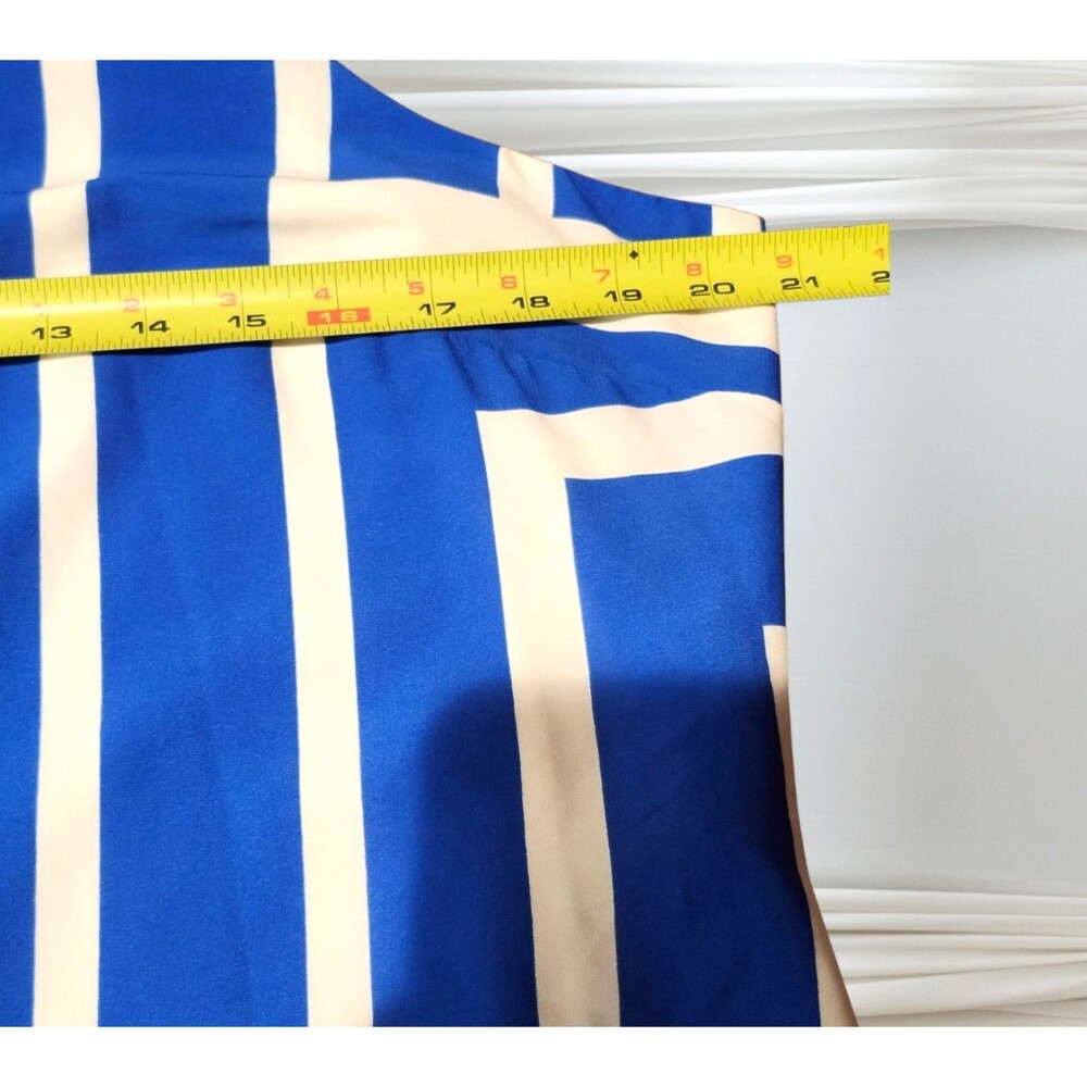 Donna Morgan Quincy Blue & White Geometric Sleeveless Maxi Dress Size 16 - Picture 7 of 10